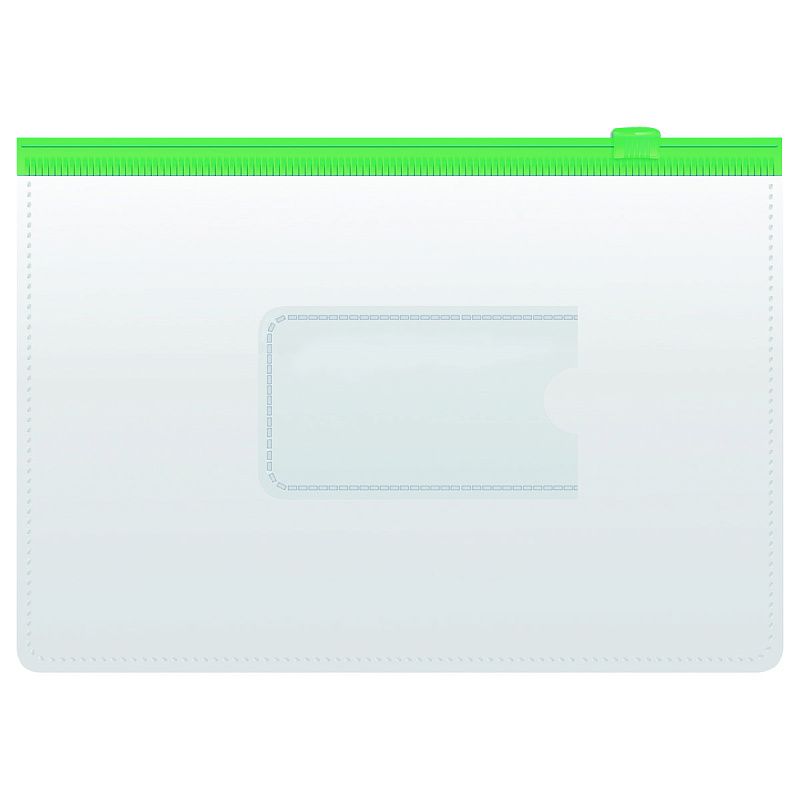 Папка-конверт на zip-молнии СТАММ А5, ПВХ, 120мкм, прозрачная, цветная молния, карман, ассорти 