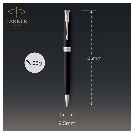 Ручка шариковая Parker "Sonnet Matte Black СT" черная, 1,0мм, поворот., подарочная упаковка 