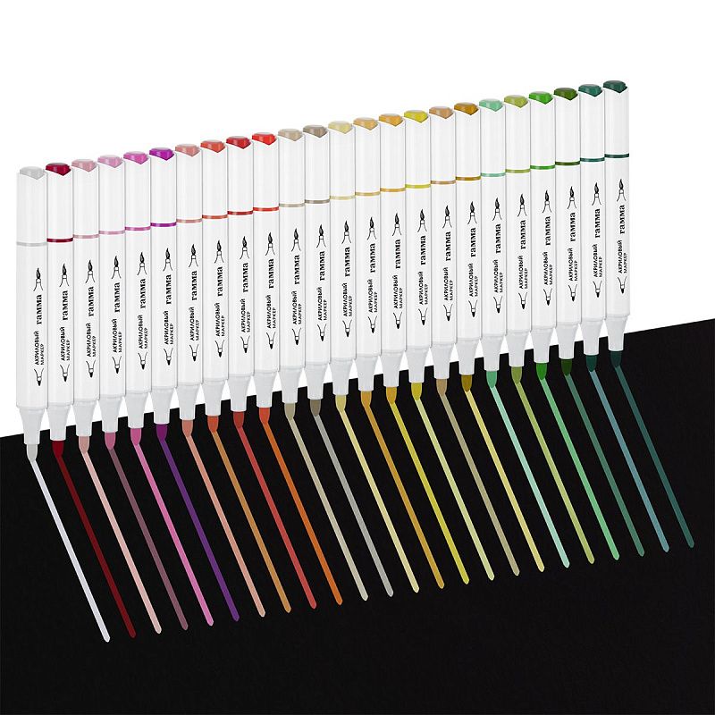 Маркеры акриловые Гамма "Классические", 48 цв., двусторонние, пластик.бокс