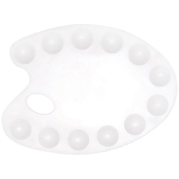 Палитра Гамма, малая, овальная, 12 ячеек, белая, пластик