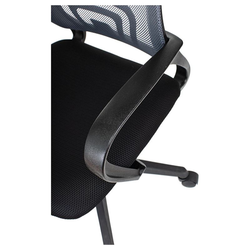 Кресло оператора Helmi HL-M95 R (695) "Airy", спинка сетка серая/сиденье ткань TW черная, пиастра