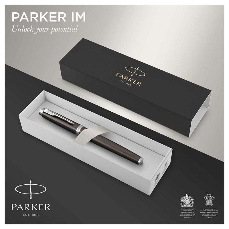 Ручка-роллер Parker "IM Dark Expresso CT" черная, 0,8мм, подарочная упаковка 