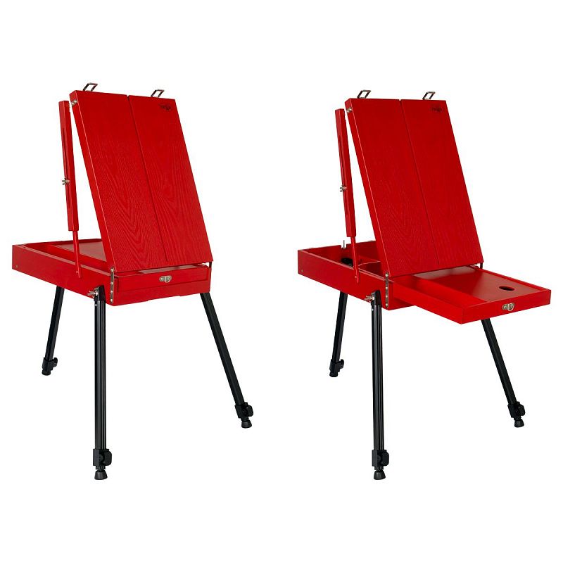 УЦЕНКА - Этюдник напольный с ремнем и палитрой Гамма "Студия", 78*92*180см, сосна, красный (осн 378153)