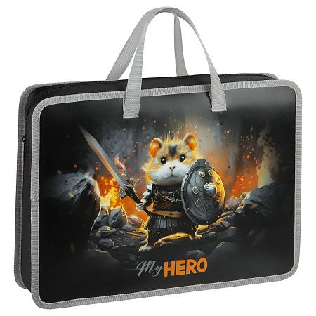 Папка с ручками А4 ArtSpace "Hamster hero", пластик, на молнии, 70мм