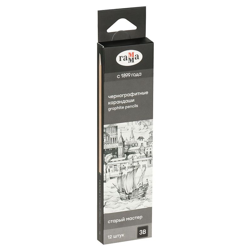 Карандаш ч/г Гамма "Старый мастер", 3B, заточен. 