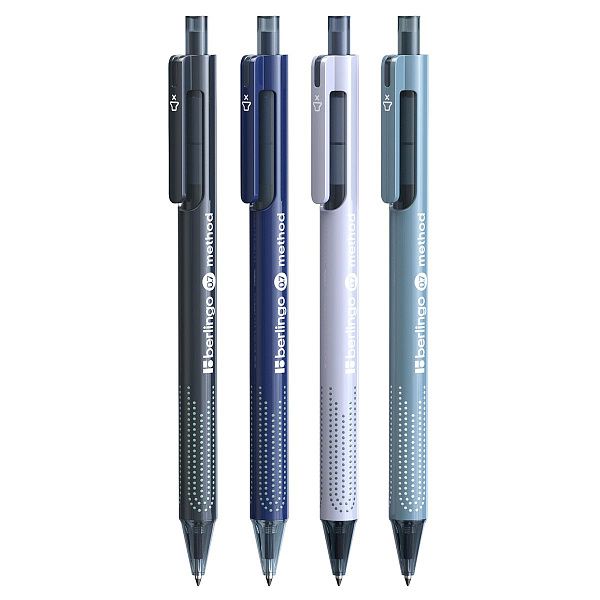 Ручка шариковая автоматическая Berlingo "Method" синяя, 0,7мм, корпус ассорти