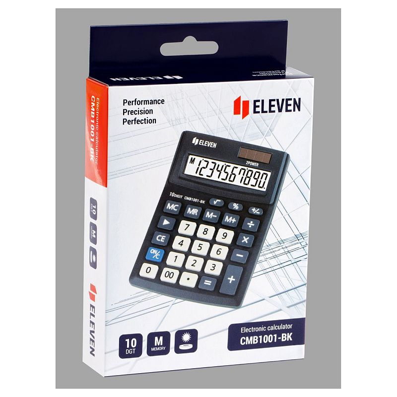 Калькулятор настольный Eleven Business Line CMB1001-BK, 10 разрядов, двойное питание, 102*137*31мм, черный