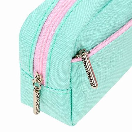 Пенал мягкий BRAUBERG PASTEL, 2 отделения, мятный, 21х9,5х5см, 272275 