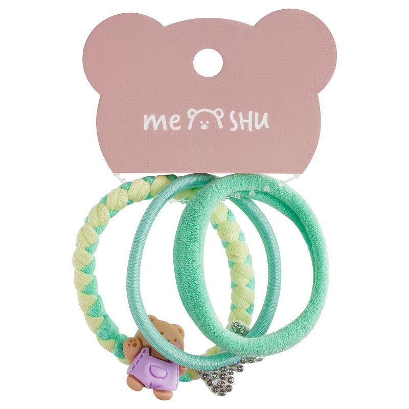 Резинки для волос MESHU, ассорти текстур, 3шт., диаметр 5см, европодвес