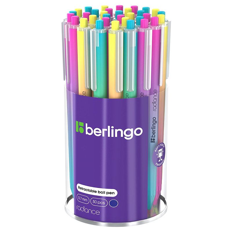 Ручка шариковая автоматическая Berlingo "Radiance" синяя, 0,7мм, корпус ассорти 