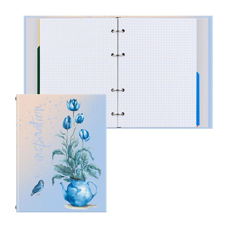 Тетрадь на кольцах А5, 240л., BG "Васильковое настроение", с разделителями, матовая ламинация