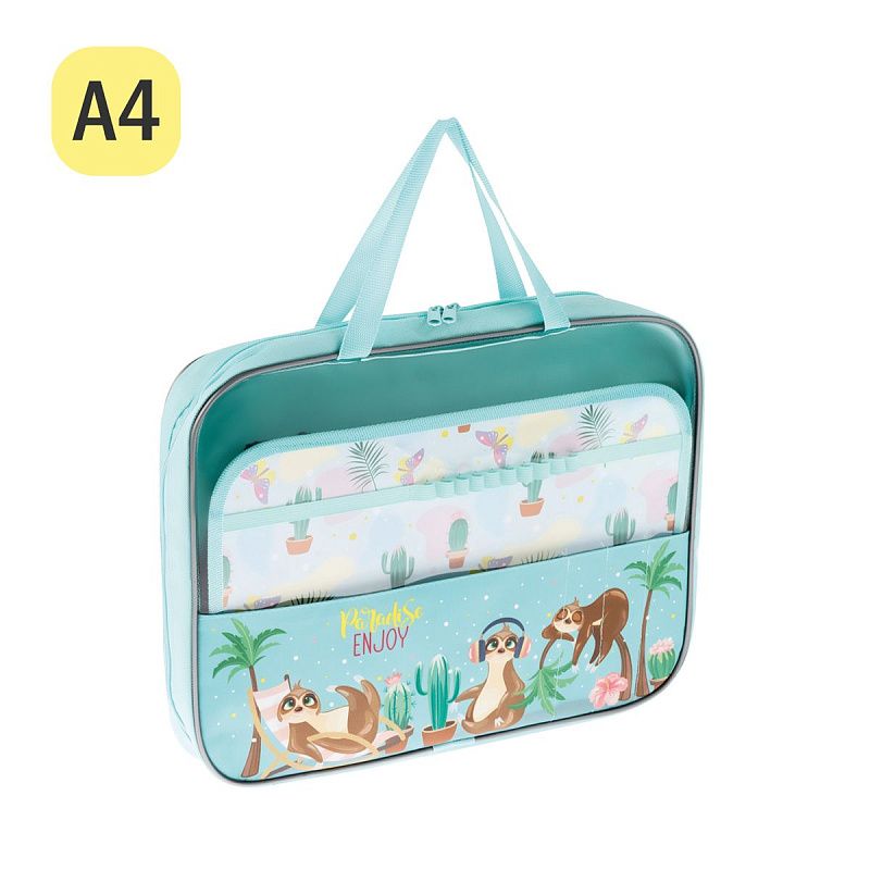 Папка с ручками А4 ArtSpace "Summer", полиэстер, на молнии, 50мм 