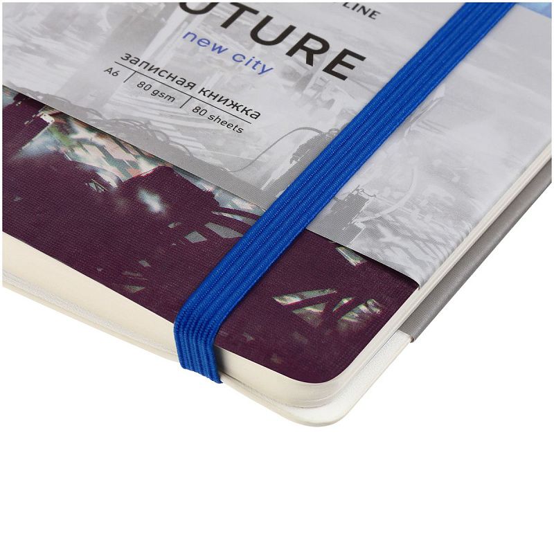 Записная книжка А6 80л. ЛАЙТ, кожзам, Greenwich Line "New city", с резинкой, тиснение фольгой, блок в клетку