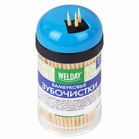 Зубочистки бамбуковые 200 штук в диспенсере, БЕЛЫЙ АИСТ, 607567 
