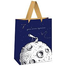 Пакет подарочный 11*14*6,5см MESHU "Space", отд. фольгой, матовая ламинация