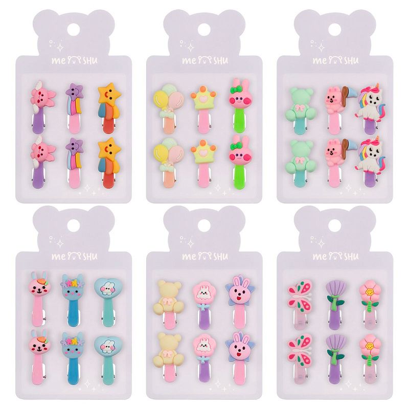 Заколки для волос MESHU, прищепки маленькие, ассорти, 6шт., 3,5см, европодвес