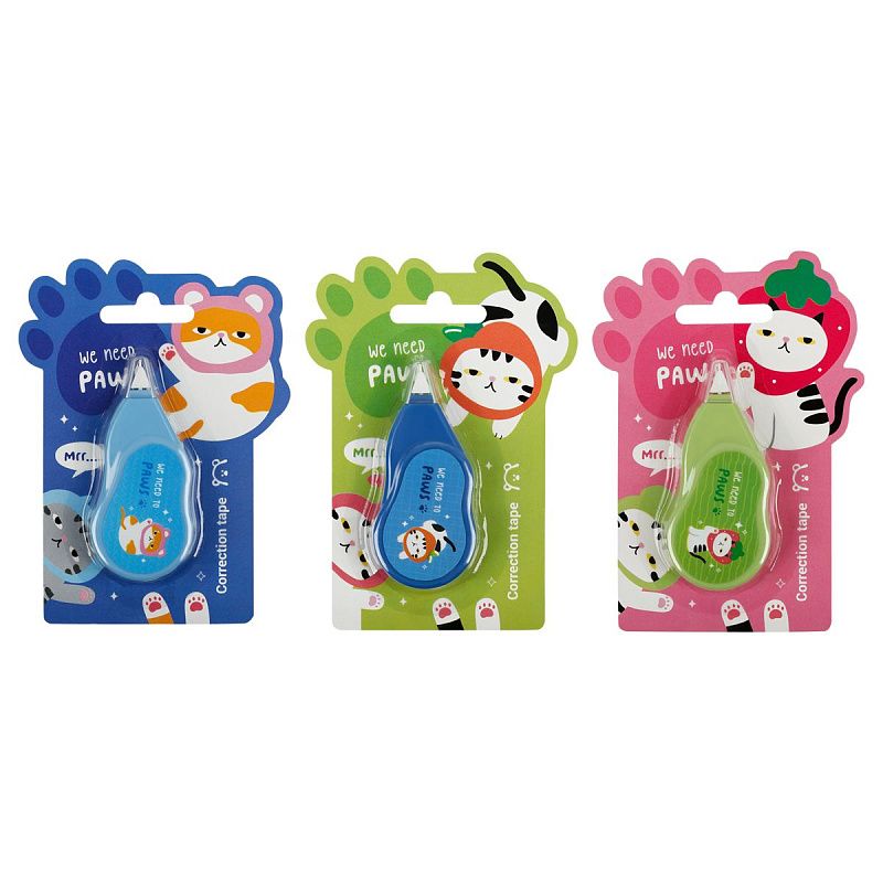 Корректирующая лента MESHU "Relax cat", 5мм*3м, дисплей-бокс, ассорти