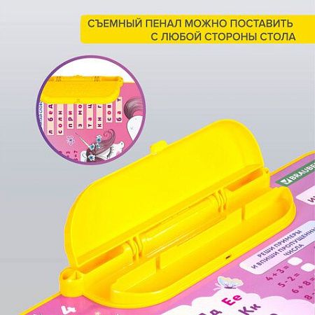 Комплект детской мебели розовый ПРИНЦЕССА: стол + стул, пенал, BRAUBERG NIKA KIDS, 532635
