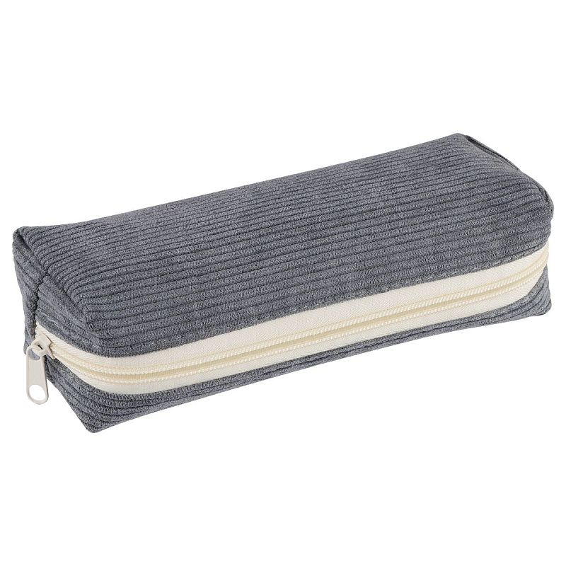 Пенал, 200*70*50 ArtSpace "Corduroy", серый вельвет, подкладка 