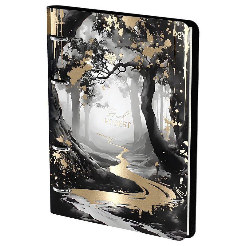 Тетрадь на кольцах А5, 120л., кожзам,  BG "Dark forest", иск. кожа, тиснение фольгой