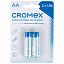 Батарейки алкалиновые "пальчиковые" КОМПЛЕКТ 2 шт., CROMEX Alkaline, АА (LR6,15А), блистер, 457128