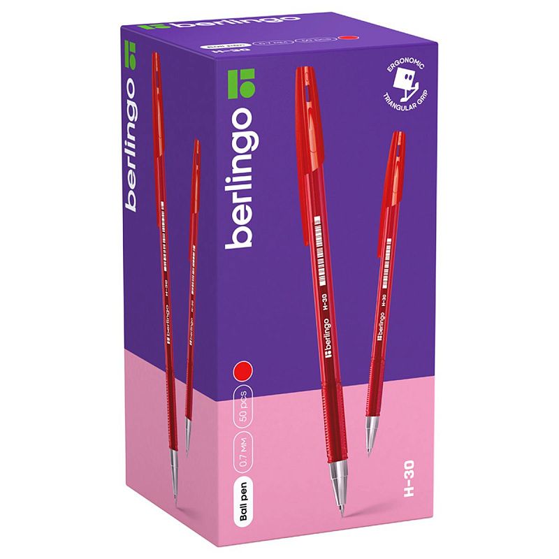 Ручка шариковая Berlingo "H-30" красная, 0,7мм 