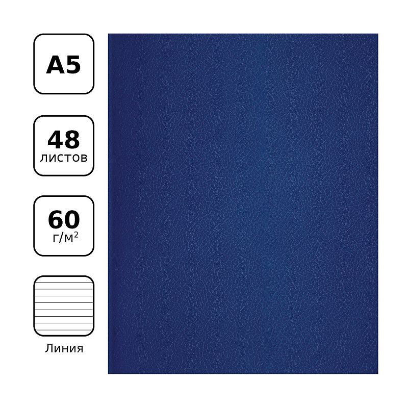 Тетрадь 48л., А5 линия BG, бумвинил, синий