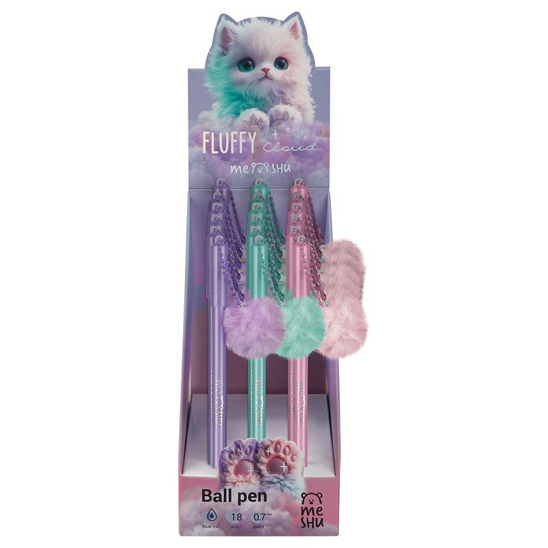 Ручка шариковая MESHU "Fluffy" синяя, 0,7мм, корпус ассорти 