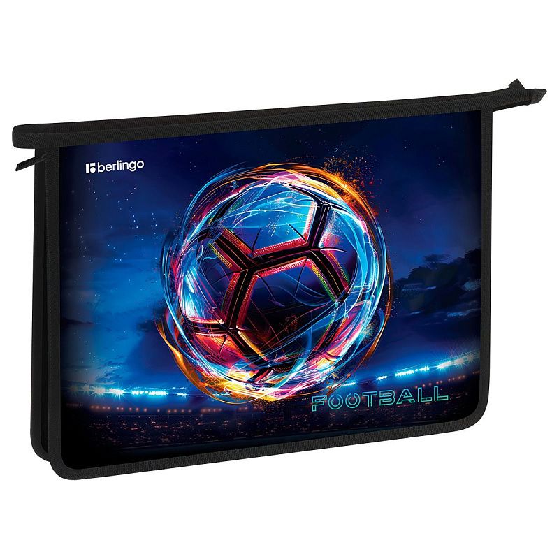Папка для тетрадей 1 отделение, А4 Berlingo "Cyber Football", 340*245*40 мм, пластик, на молнии