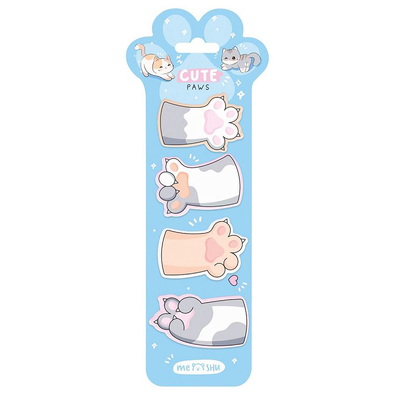 Флажки-закладкиMESHU "Cute Paws",  20л*4 цвета, европодвес