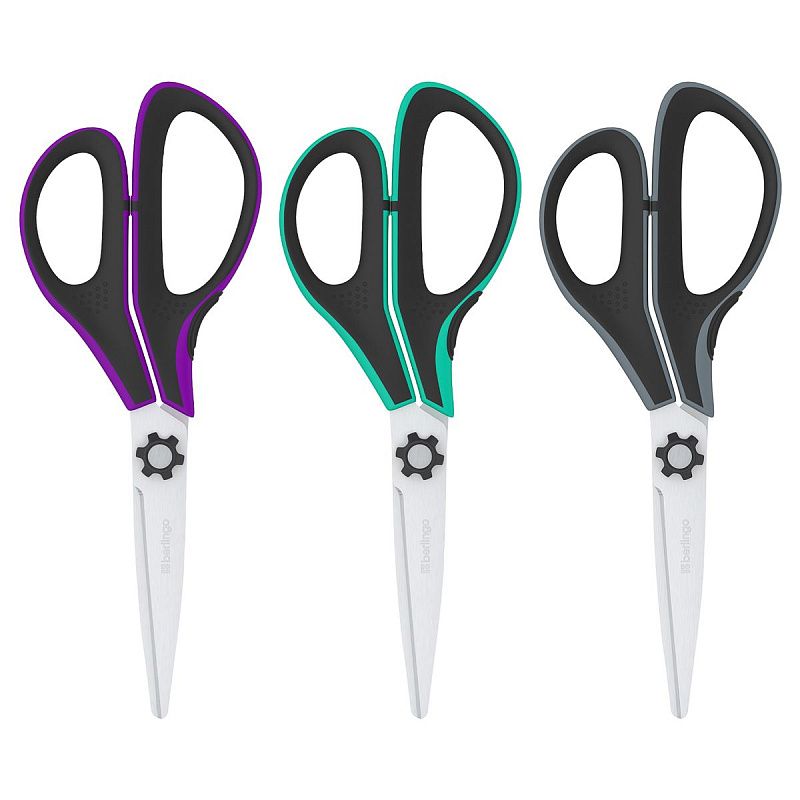 Ножницы Berlingo "Easycut 350", 15см, ассорти, эргономичные ручки, мягкие вставки, европодвес