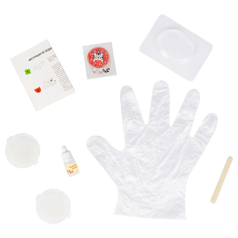 Набор для мыловарения ТРИ СОВЫ "Котик в пончике", 1 мыло с картинкой, картонная коробка