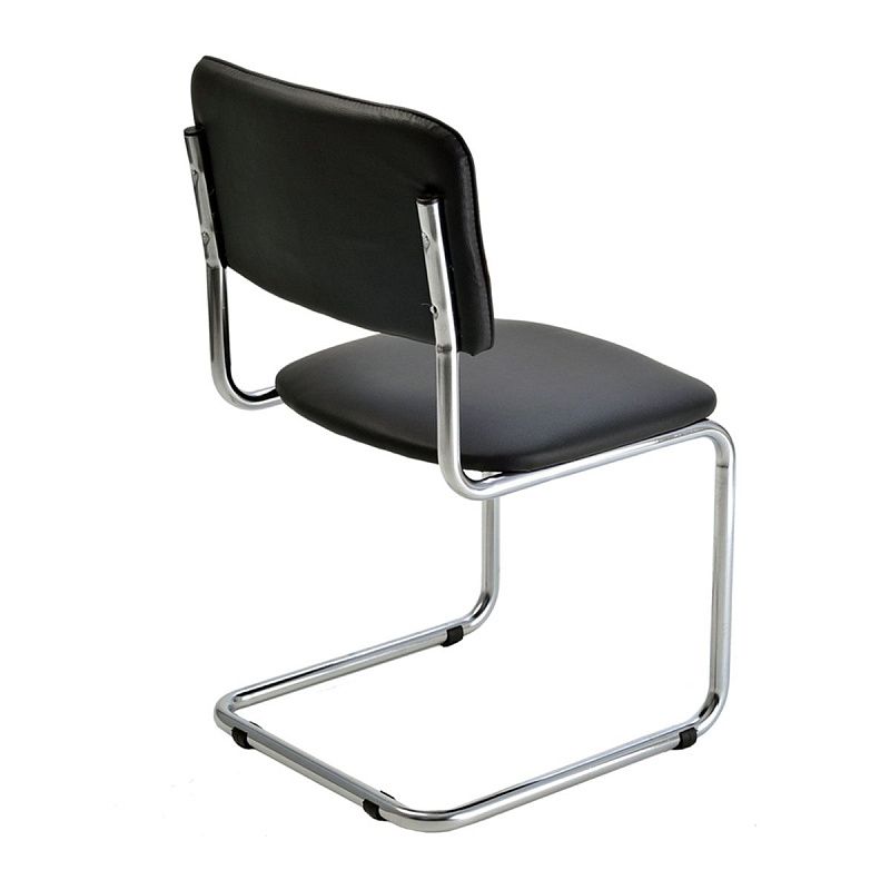 Стул Helmi HL-F07 "Sylwia", каркас металл хром, экокожа, черный, BOX1