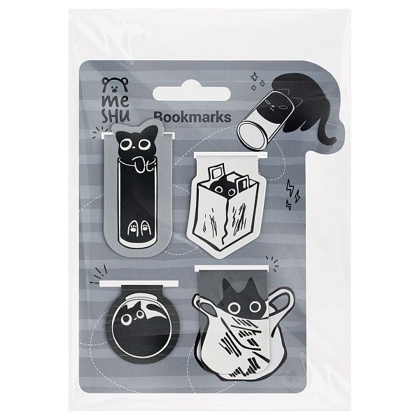 Закладки магнитные для книг, 4шт., MESHU "Meow Sy", соф-тач