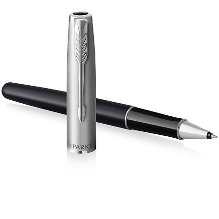 Ручка-роллер Parker "Sonnet Sand Blasted Metal&Black Lacquer" черная, 0,8мм, подарочная упаковка 