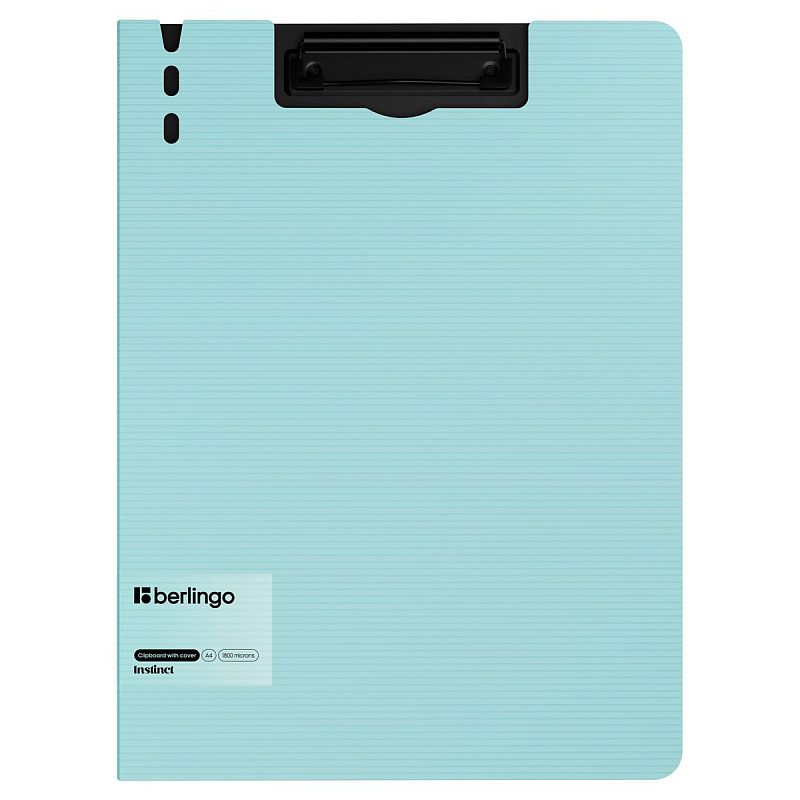 Папка-планшет с зажимом Berlingo "Instinct" А4, пластик (полифом), аквамарин/черный 