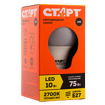 Лампа светодиодная Старт LED, серия "ЭКО" 10W30, тип А "груша", E27, 2700К, теплый свет,15000ч