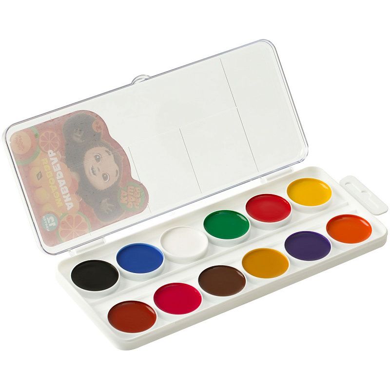 Акварель Мульти-Пульти "Чебурашка", медовая, 12 цветов, без кисти, пластик, европодвес