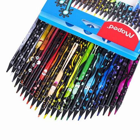 Карандаши цветные MAPED "COLOR PEP'S Black Monster", набор 24 цвета, пластиковый корпус, 862624