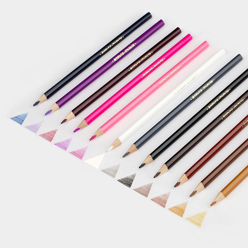 Карандаши цветные Мульти-Пульти "Друзья енота", 24цв., трехгранные, заточен., тубус