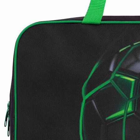 Папка на молнии с ручками BRAUBERG KIDS А4, 1 отделение, полиэстер, 80 мм, "Green ball", 272123 