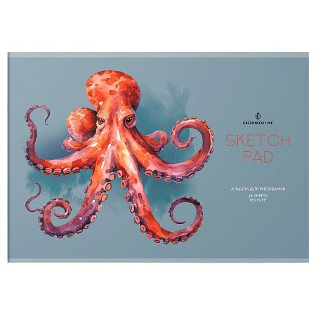 Альбом для рисования 24л., А4, на скрепке Greenwich Line "Octopus", 120г/м2