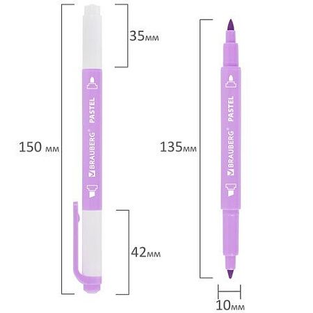 Набор текстовыделителей двусторонних 6 ПАСТЕЛЬНЫХ ЦВЕТОВ, BRAUBERG "TWIN PASTEL", линия 1-5 мм, 152518 