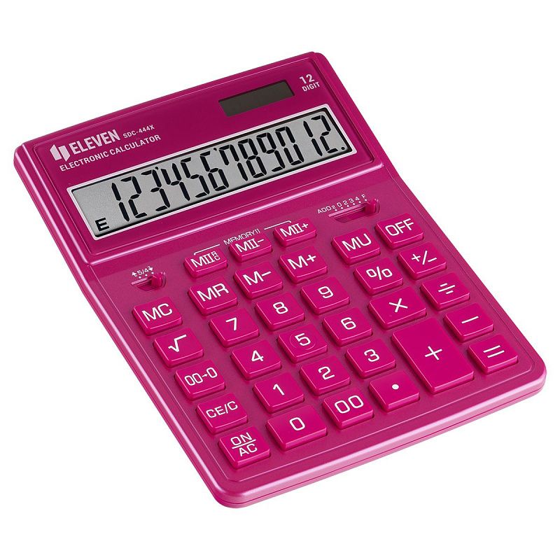 Калькулятор настольный Eleven SDC-444X-PK, 12 разрядов, двойное питание, 155*204*33мм, розовый