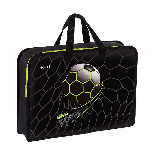 Папка с ручками 1 отделение, А4 Först "Street Football", 340*245*75мм, пластик, на молнии