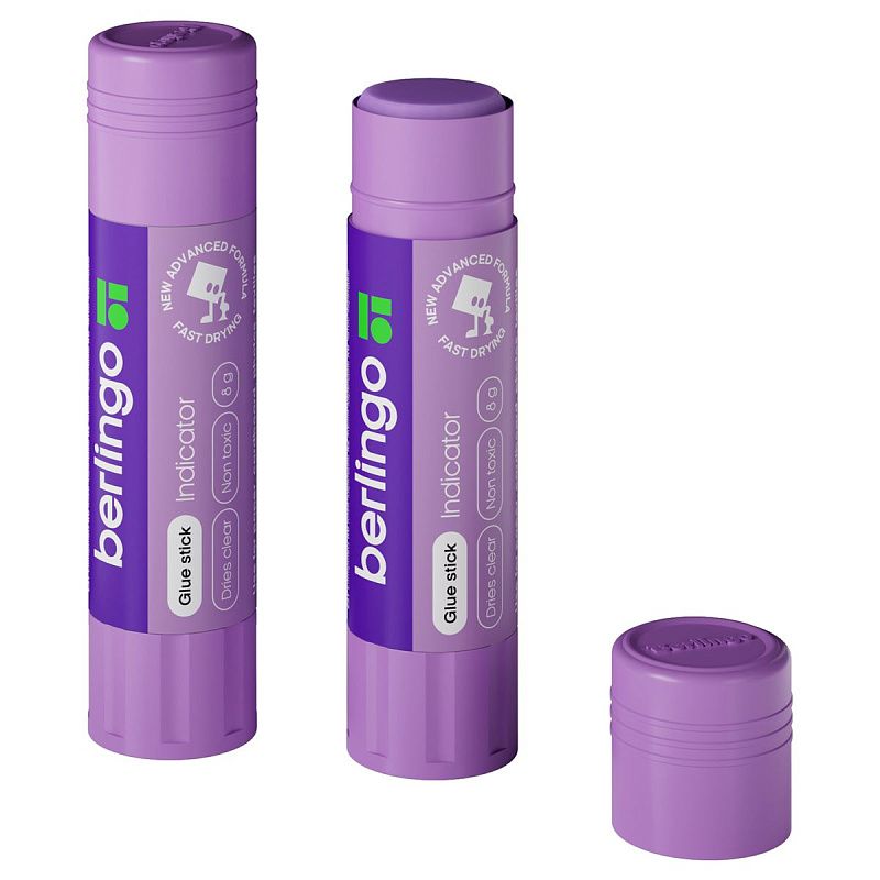Клей-карандаш Berlingo "Indicator", 08г, с цветным индикатором, ПВП