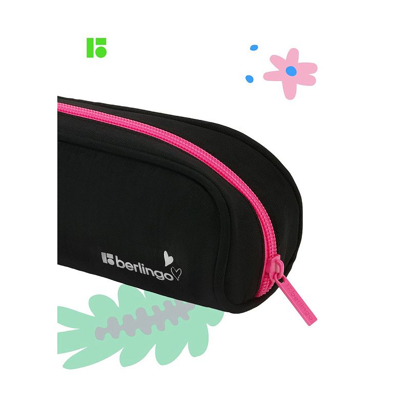 Пенал-косметичка 1 отделение, 220*75*55 Berlingo "Pink zip", полиэстер 