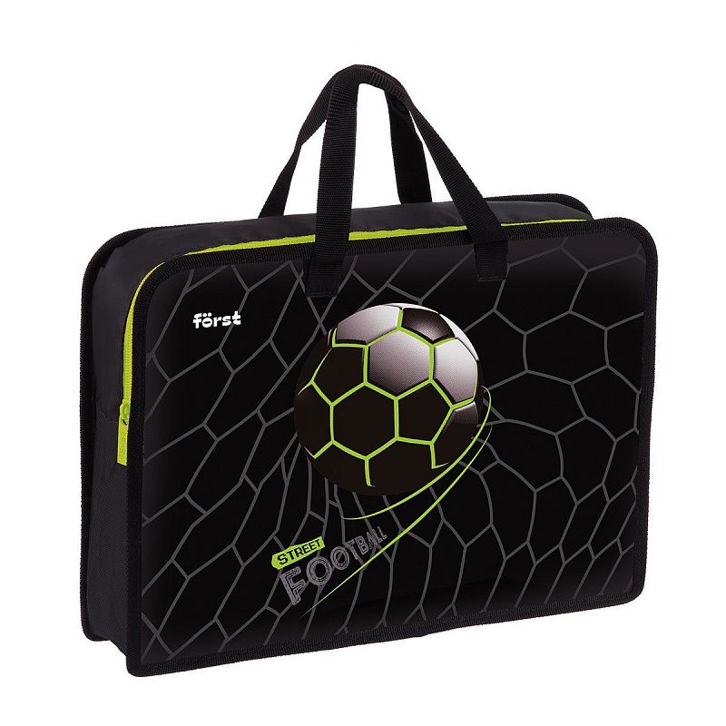 Папка с ручками 1 отделение, А4 Först "Street Football", 340*245*75мм, пластик, на молнии