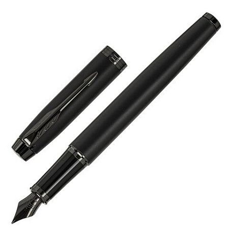 Ручка перьевая PARKER "IM Achromatic Black BT", ежедневник А5 черный, пакет, 880901 