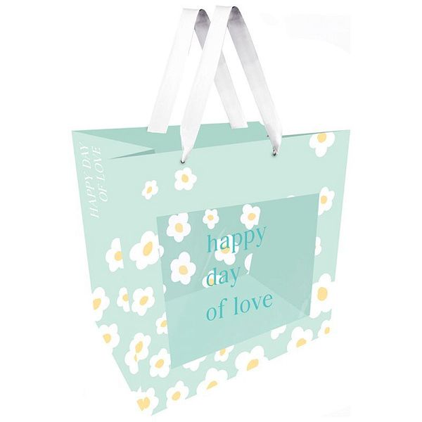 Пакет подарочный 23*18*10см MESHU "Chamomile field", отд. фольгой, с окошком